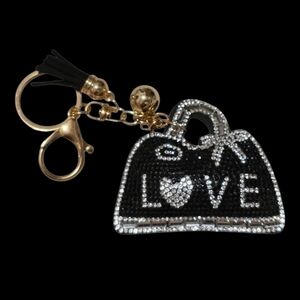 Elegant Black and Gold Purse Bag Charm Keychain